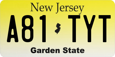 NJ license plate A81TYT