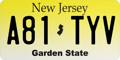 NJ license plate A81TYV