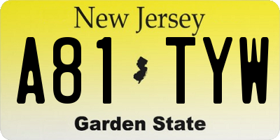 NJ license plate A81TYW
