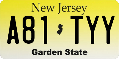 NJ license plate A81TYY