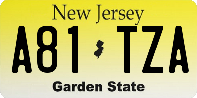 NJ license plate A81TZA