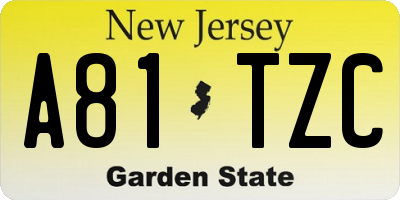 NJ license plate A81TZC