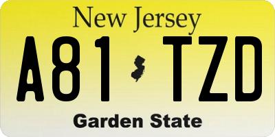 NJ license plate A81TZD