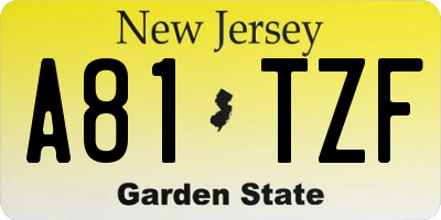NJ license plate A81TZF