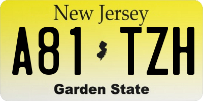 NJ license plate A81TZH