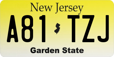 NJ license plate A81TZJ