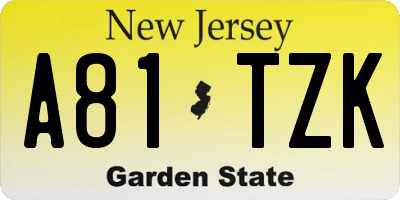 NJ license plate A81TZK