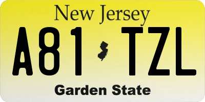 NJ license plate A81TZL