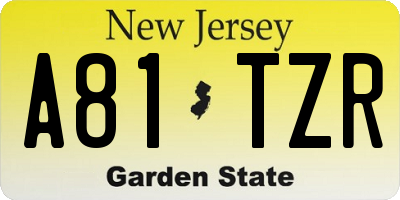 NJ license plate A81TZR