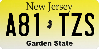 NJ license plate A81TZS