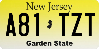 NJ license plate A81TZT