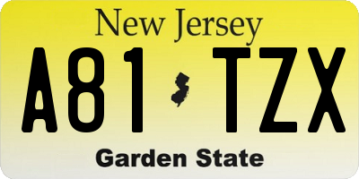 NJ license plate A81TZX