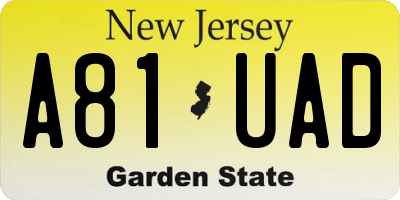 NJ license plate A81UAD