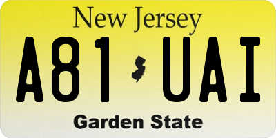 NJ license plate A81UAI