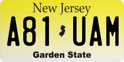 NJ license plate A81UAM