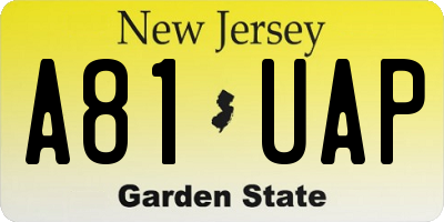 NJ license plate A81UAP
