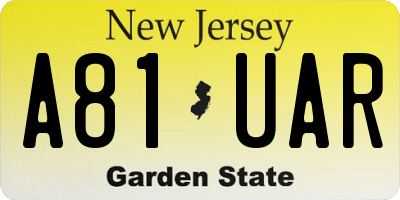 NJ license plate A81UAR