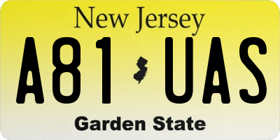 NJ license plate A81UAS