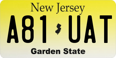 NJ license plate A81UAT