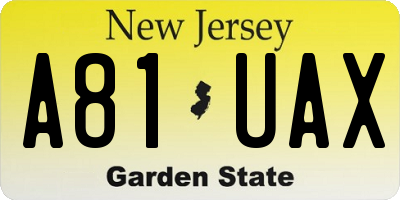 NJ license plate A81UAX
