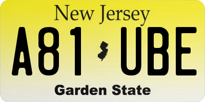 NJ license plate A81UBE