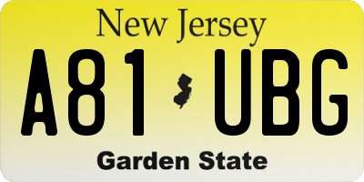 NJ license plate A81UBG
