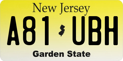 NJ license plate A81UBH