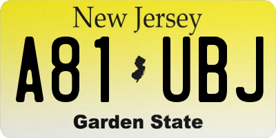 NJ license plate A81UBJ