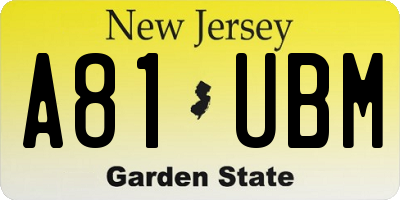 NJ license plate A81UBM