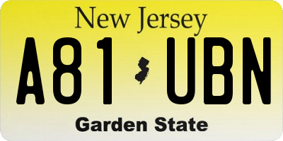 NJ license plate A81UBN