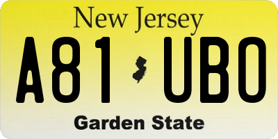 NJ license plate A81UBO
