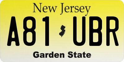 NJ license plate A81UBR