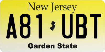NJ license plate A81UBT