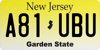 NJ license plate A81UBU