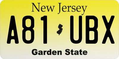 NJ license plate A81UBX