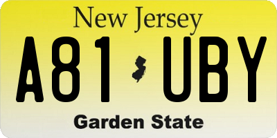 NJ license plate A81UBY