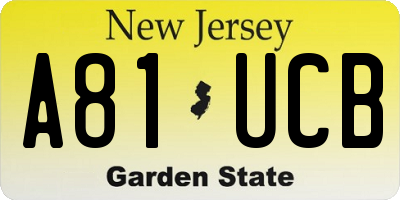 NJ license plate A81UCB