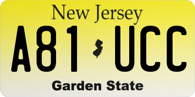 NJ license plate A81UCC