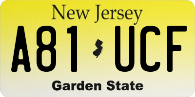 NJ license plate A81UCF