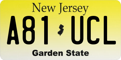 NJ license plate A81UCL