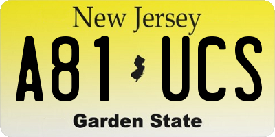 NJ license plate A81UCS