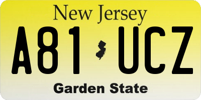 NJ license plate A81UCZ