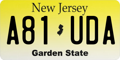 NJ license plate A81UDA