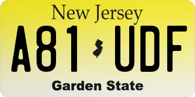 NJ license plate A81UDF