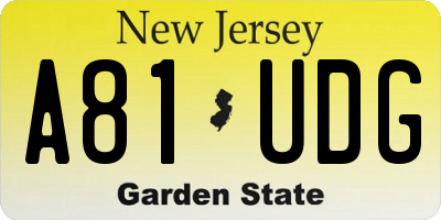 NJ license plate A81UDG
