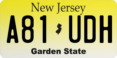 NJ license plate A81UDH