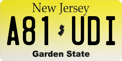 NJ license plate A81UDI