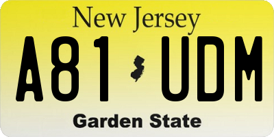NJ license plate A81UDM