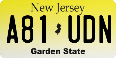 NJ license plate A81UDN