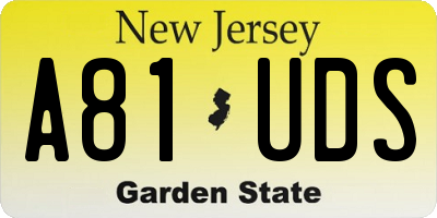 NJ license plate A81UDS